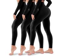 Laite Hebe Paquete de 3 Leggings para Mujer, no se transparentan, Cintura Alta, Control de Abdomen, Pantalones de Yoga, Entrenamiento, Correr, 02-Negro/Negro/Negro, XXL