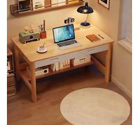 LAITEGOG Escritorio Blanco con cajones, para Dormitorio, Escritorio de computadora de Oficina en casa con cajón de Almacenamiento, Mesa de Estudio para Espacios(Natural,39.5in/100cm)