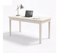 LAITEGOG Escritorio de Estilo Mid Century, de Madera Maciza con cajones, Ideal for Espacios pequeños, Dormitorio o Estudio. Fácil Montaje.(White,39.4inch)