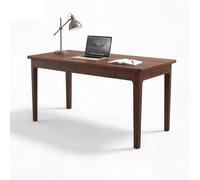 LAITEGOG Escritorio de Estilo Mid Century, de Madera Maciza con cajones, Ideal for Espacios pequeños, Dormitorio o Estudio. Fácil Montaje.(Walnut,39.4inch)