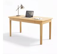 LAITEGOG Escritorio de Estilo Mid Century, de Madera Maciza con cajones, Ideal for Espacios pequeños, Dormitorio o Estudio. Fácil Montaje.(Wood Color,31.5inch)