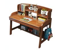 LAITEGOG Escritorio Infantil de Madera Maciza con cajones y estantería, Altura Regulable, Apto for Todas Las Edades, Ideal for Estudio u Oficina en casa.(Walnut,39in)