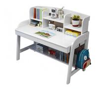 LAITEGOG Escritorio Infantil de Madera Maciza con cajones y estantería, Altura Regulable, Apto for Todas Las Edades, Ideal for Estudio u Oficina en casa.(White,31in)