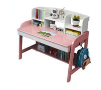 LAITEGOG Escritorio Infantil de Madera Maciza con cajones y estantería, Altura Regulable, Apto for Todas Las Edades, Ideal for Estudio u Oficina en casa.(Pink,31in)