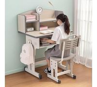 LAITEGOG Juego de Escritorio y Silla para Niños de 6-12 Años Juego de sillas de Mesa para niños,Pupitre Infantil Altura Ajustable,Escritorio para niños(Wood)