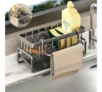 Laitejituan Organizador de Fregadero Cocina Gris Porta Esponja Cocina Fregadero con Bandeja de Drenaje Autodrenante Soporte Estropajo Fregadero para Almacenamiento en la Cocina y el Baño