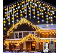 LaiTeny Cortina Luces Navidad Exterior 10m - 280 LED Impermeable Luz Natal Exterior con 8 Modos Función de Memoria Temporizador Guirnalda Navidad Exteriores para Balcon Jardín Fiestas Blanco Calido