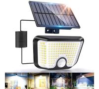 LaiTeny - Lámpara solar exterior con sensor de movimiento, 155 LED de iluminación ángulo 270° proyector solar con 3 modos, impermeable IP65 Ultralight Spot exterior para jardín patio Garag