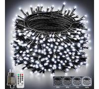 LaiTeny Luces Arbol Navidad Exterior Interior - 50m 500Led Enchufe Blanco Frío Luz Decoracion con 8 Modelos Control Remoto Timer Impermeable Iluminado Navidad Luces de Hadas para Casa Jardín Terraza