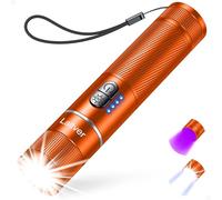Laitver Linterna Ultravioleta/LED Recargable 2 en 1, SuperBrillante Mini Linternas con Luz UV Negra de 395 NM, 6 Modos de Luz, Zoom, Impermeable para Cortes de Energía y Detección de Orina Mascotas