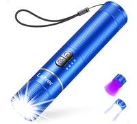 Laitver Linterna Ultravioleta/LED Recargable 2 en 1, SuperBrillante Mini Linternas con Luz UV Negra de 395 NM, 6 Modos de Luz, Zoom, Impermeable para Cortes de Energía y Detección de Orina Mascotas
