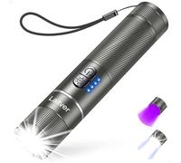 Laitver Linterna Ultravioleta/LED Recargable 2 en 1, SuperBrillante Mini Linternas con Luz UV Negra de 395 NM, 6 Modos de Luz, Zoom, Impermeable para Cortes de Energía y Detección de Orina Mascotas