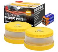 LAIVIYA Baliza V16 Homologada DGT 3.0, Luces Emergencia Coche DGT, Ndice de Protección IP54, NB-IOT con Funcionalidad de Geolocalización, Base Imantada (2 PCS)
