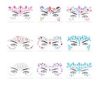 LAIVIYA Brillantes Para La Cara, 9PCS Pegatinas Cara Brillantes Festival, Face Gems Brillantes, Gemas Faciales Pegatinas Cara Para Festival, Ojos, Efecto Glitter, Fiestas, Espectáculos Y Maquillaje