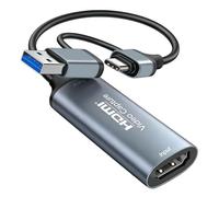 LAIVIYA Capturadora Video, Adaptador USB a HDMI, 4k HDMI Full HD 1080p a USB, Captura De Vídeojuegos para Edición De Video, Transmisión, Enseñanza En Línea