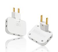 LAIVIYA Enchufe Plano, 2PCS Ladron Enchufe, Enchufe Plano Pared De 180 Grados, Us-Eu Enchufe Multiple, Plug and Play Ladron Plano, Enchufes Planos Detras Muebles Para Viajar Dentro De Europa
