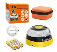 LAIVIYA Luz Emergencia Coche Homologado DGT, Luz Emergencia Coche V16, IP-54 SIM Incorporada con Plan de Datos con Geolocalización Homologada, Base Imantada