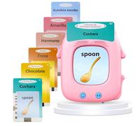 LAIVIYA Tarjetas Flash Parlantes, 112 Tarjetas Parlantes con 224 Palabras, Tarjetas Parlantes Talking Flash Card para Actividades Educativas Preescolares, Español/Inglés/Bilingüe (Rosa)