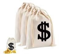 LAJUP 3 Bolsas para Monederos, Monederos con Signo De Dólar, Bolsas De Lona, Saco De Dinero para Ladrón con Cordón, Monederos para Ladrones De Bancos, Traje para Caza del Tesoro, Disfraz De Vaqu