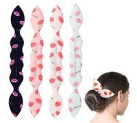 LAJUP 4 Unidades Deft Bun Magic Rabbit Ear Sponge Foam Donut Carlin Twist Hair Ponyo Styling Curl Bun Maker Flexible Reutilizable Crown Twister(B)
