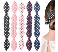 LAJUP 5 Unidades Deft Bun Magic Rabbit Ear Sponge Foam Donut Carlin Twist Hair Ponyo Styling Curl Bun Maker Flexible Reutilizable Crown Twister(A)
