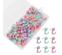 LAJUP 50 Piezas de Ganchos de Empuje, Cabezas de Plástico Tachuelas de Pulgar de Pared Vistoso Clavos para Colgar Tablón de Anuncios Ganchos de Empuje para Tablón de Corcho, Tarjeta, Fotos