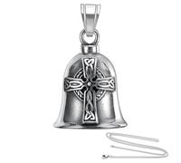 LAJUP Campana Moto Amuleto |Collar Cross Bell|Con Anillo Colgante, Para Bicicletas, Vehículos Eléctricosregalos Duraderos De Accesorios De Motocicleta | Amuleto De Protección Y Buena Suerte