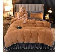 LAJUYUW Juego de Cama de 4 Piezas de Terciopelo de Leche, Juego de Funda nórdica Suave y cálida con sábana Plana y Fundas de Almohada, Ropa de Cama mullida con (Size:Full (1.5m Bed),Color:Gris Camel)