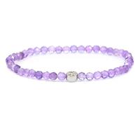 LAKADA Pulsera de piedras preciosas auténticas con perlas facetadas de 4 mm y plata de acero inoxidable, piedra curativa, piedra protectora, amuleto de la suerte, talismán regalo, M - 18 CM, Gema,
