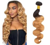 Lakaisa Body Wave Human Hair Bundles 1B27 Blonde Ombre Human Hair Extensions Paquete de Cabello Humano Sew in Hair Cabello Natural Humano Single Bundle Real Hair Low Shedding for Woman 24 Inch