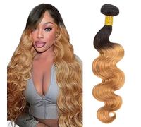 Lakaisa Body Wave Human Hair Bundles 1B27 Blonde Ombre Human Hair Extensions Paquete de Cabello Humano Sew in Hair Cabello Natural Humano Single Bundle Real Hair Low Shedding for Woman 26 Inch