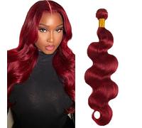 Lakaisa Body Wave Human Hair Bundles #99J Burgundy Human Hair Extensions Paquete de Cabello Humano Sew in Hair Cabello Natural Humano Single Bundle Real Hair Low Shedding for Women 34 Inch