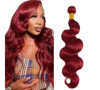 Lakaisa Body Wave Human Hair Bundles #99J Burgundy Human Hair Extensions Paquete de Cabello Humano Sew in Hair Cabello Natural Humano Single Bundle Real Hair Low Shedding for Women 16 Inch