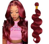 Lakaisa Body Wave Human Hair Bundles #99J Burgundy Human Hair Extensions Paquete de Cabello Humano Sew in Hair Cabello Natural Humano Single Bundle Real Hair Low Shedding for Woman 34 Inch