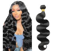 Lakaisa Body Wave Human Hair Bundles Natural Black Human Hair Extensions Paquete de Cabello Humano Sew in Hair Cabello Natural Humano Single Bundle Real Hair Low Shedding for Woman 14 Inch