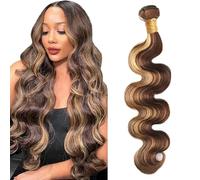 Lakaisa Body Wave Human Hair Bundles P427 Highlight Blonde Human Hair Extensions Paquete de Cabello Humano Sew in Hair Cabello Natural Humano Single Bundle Real Hair Low Shedding for Women 28 Inch