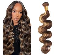 Lakaisa Body Wave Human Hair Bundles P427 Highlight Blonde Human Hair Extensions Paquete de Cabello Humano Sew in Hair Cabello Natural Humano Single Bundle Real Hair Low Shedding for Woman 32 Inch