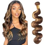 Lakaisa Body Wave Human Hair Bundles P427 Highlight Blonde Human Hair Extensions Paquete de Cabello Humano Sew in Hair Cabello Natural Humano Single Bundle Real Hair Low Shedding for Women 18 Inch