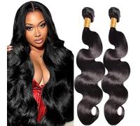 Lakaisa Body Wave Human Hair Bundles Paquete de Cabello Humano Sew in Hair Natural Black Real Hair Extensions 2 Bundles Unprocessed Human Hair for Women 26 26 Inch