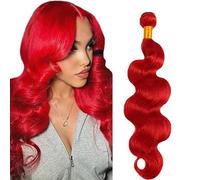Lakaisa Body Wave Human Hair Bundles Red Human Hair Extensions Paquete de Cabello Humano Sew in Hair Cabello Natural Humano Single Bundle Real Hair Low Shedding for Woman 24 Inch