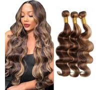 Lakaisa Body Wave P427 - Extensiones de cabello humano rubio resaltado, cabello humano, extensiones de cabello humano con 3 paquetes de extensiones de cabello real, 303234 pulgadas