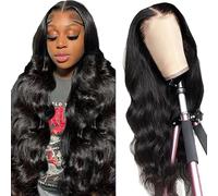 Lakaisa Body Wave - Peluca de pelo humano para mujer, pelo humano sin pegamento, grado 8A, 100% brasileño, 4 x 1, color natural, sin manchas para mujeres de 34 pulgadas