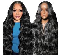 Lakaisa Body Wave Wig Human Hair Larga Pelucas Mujer Pelo Natural Humano13X1 Lace Natural Black Pre Plucked Unprocessed Remy Hair 150% Density Low Shedding Minimal Tangle 28 Inch