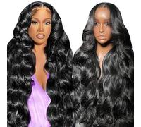 Lakaisa Body Wave Wig Human Hair Larga Pelucas Mujer Pelo Natural Humano13X1 Lace Natural Black Pre Plucked Unprocessed Remy Hair 150% Density Low Shedding Minimal Tangle 18 Inch