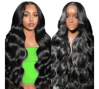 Lakaisa Body Wave Wig Human Hair Larga Pelucas Mujer Pelo Natural Humano13X1 Lace Natural Black Pre Plucked Unprocessed Remy Hair 150% Density Low Shedding Minimal Tangle 30 Inch