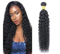 Lakaisa Curly Wave Human Hair Bundles Natural Black Human Hair Extensions Paquete de Cabello Humano Sew in Hair Cabello Natural Humano Single Bundle Real Hair Low Shedding for Woman 28 Inch
