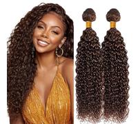 Lakaisa Curly Wave Human Hair Bundles Paquete de Cabello Humano Sew in Hair #4 Chocolate Brown Real Hair Extensions 2 Bundles Unprocessed Human Hair for Women 30 30 Inch