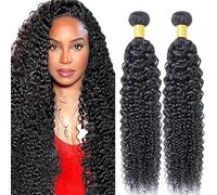 Lakaisa Curly Wave Human Hair Bundles Paquete de Cabello Humano Sew in Hair Natural Black Real Hair Extensions 2 Bundles Unprocessed Virgin Human Hair for Women 22 22 Inch