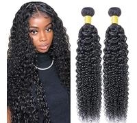 Lakaisa Curly Wave Human Hair Bundles Paquete de Cabello Humano Sew in Hair Natural Black Real Hair Extensions 2 Bundles Unprocessed Virgin Human Hair for Women 12 12 Inch
