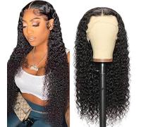 Lakaisa Curly Wave Human Hair Wig Larga Pelucas Mujer Pelo Natural Humano 13X1 Lace Natural Black Pre Plucked Unprocessed Remy Hair 150% Density Low Shedding Minimal Tangle for Women 18 Inch
